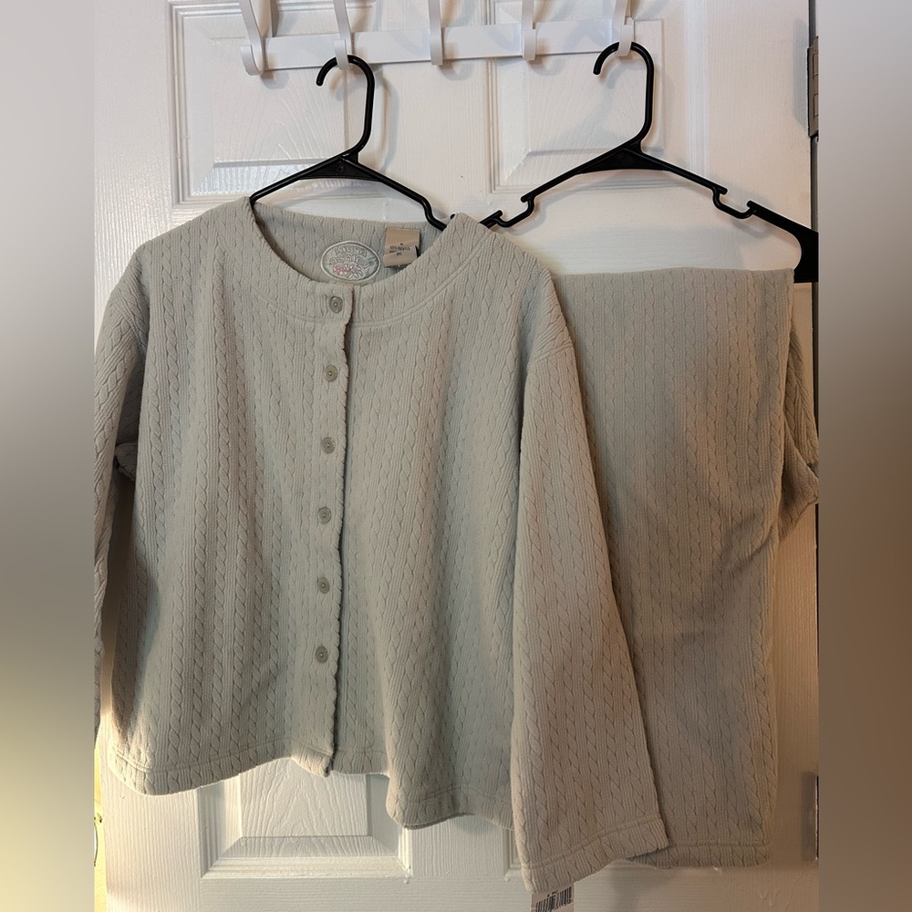 Vintage Laura Ashley Sage Knit Cardigan Sleep Set - Picture 1 of 6